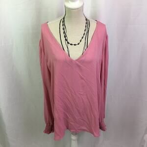 Worthington V Neck Long Sleeve Top Wild Rose Large